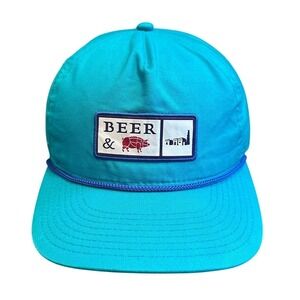 Pukka Pinehurst Brewing Co Beer & Pig Adjustable Snapback Hat Teal Mens